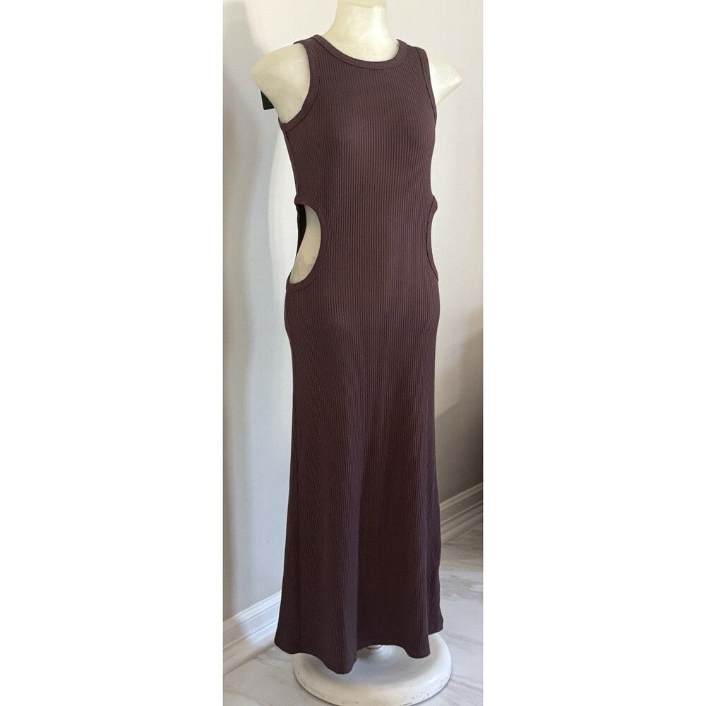 Ena Pelly NWT Women's Size 6 Billie Racer Rib Dress Brown Mid Pencil